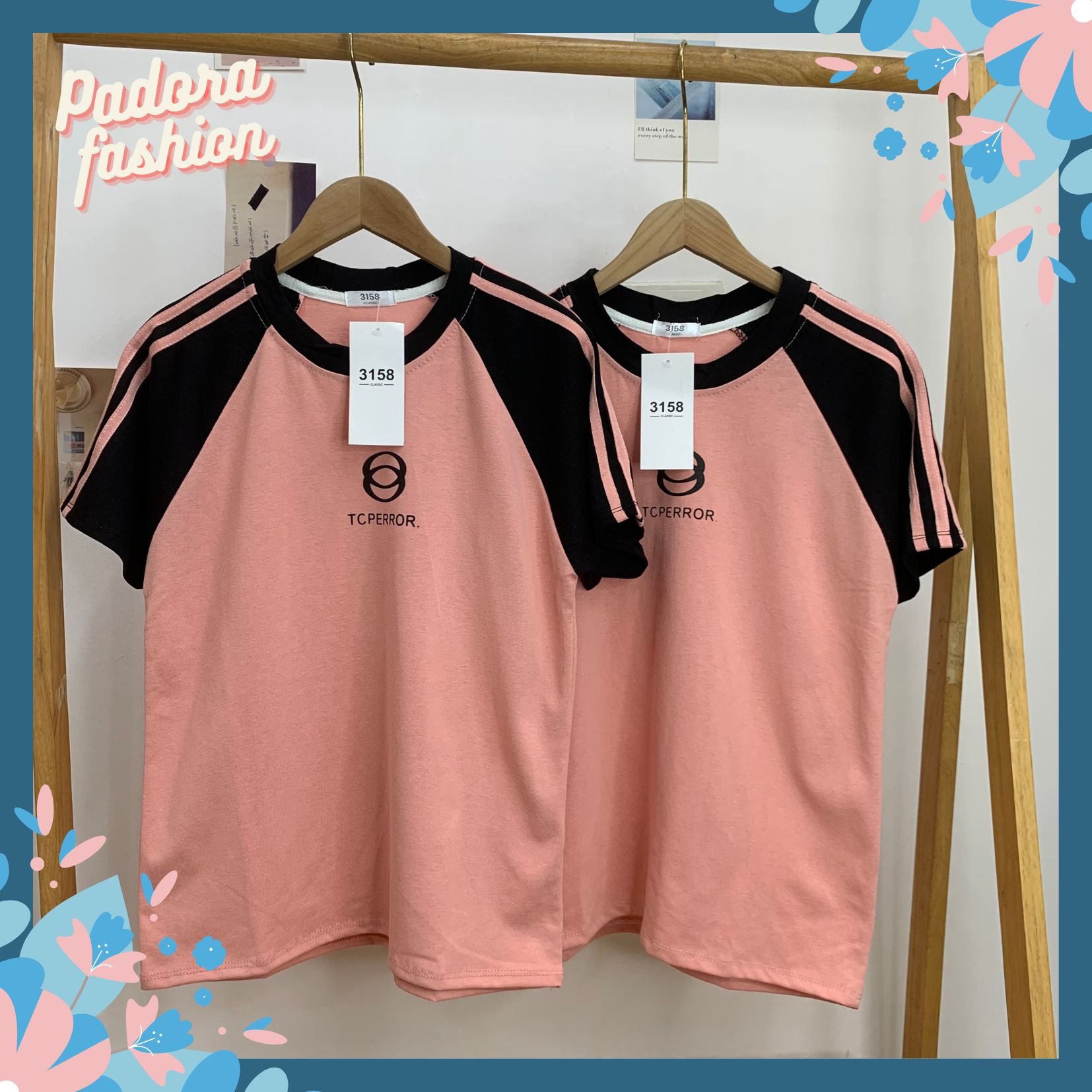 Áo babytee nữ áo thun nữ hồng phối đen Padora-A36