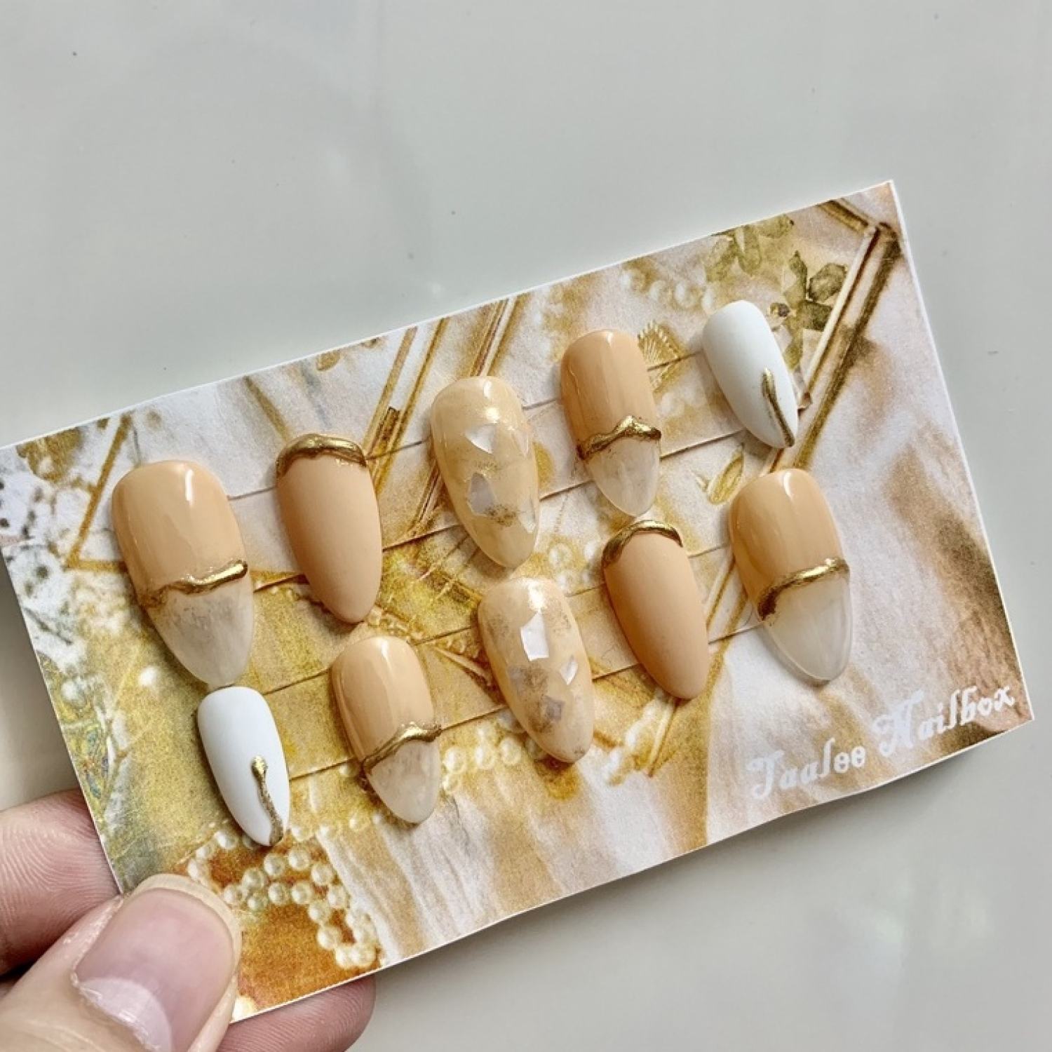 [HÀNG VẼ TAY CAO CẤP] Nailbox thiết kế bộ 10 móng ảnh thật