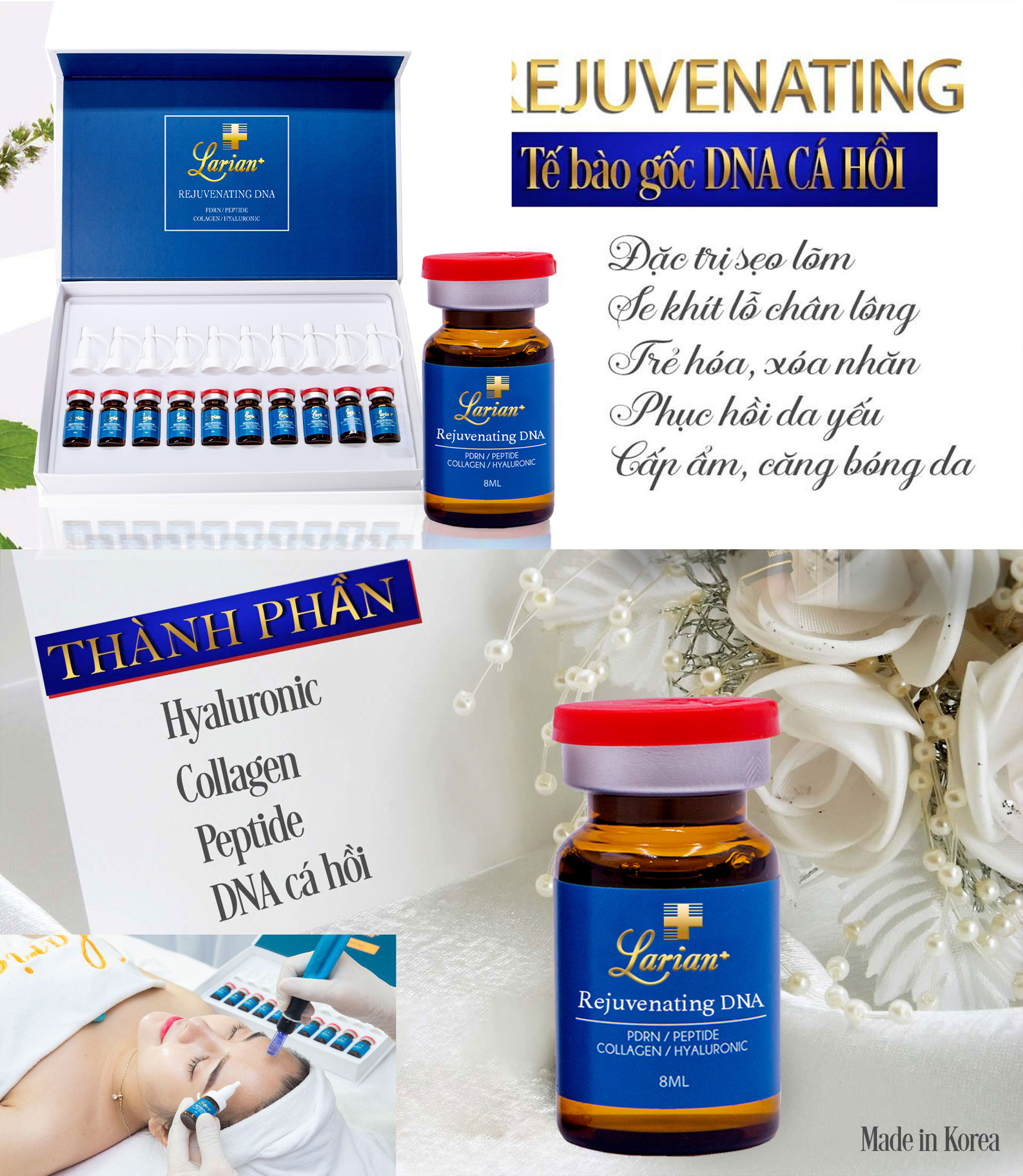 REJUVENATING DNA LARIAN+(SERUM TẾ BÀO GỐC TRỊ SẸO HÀN QUỐC ) 1 SET 10 LỌ X 8 ML.
