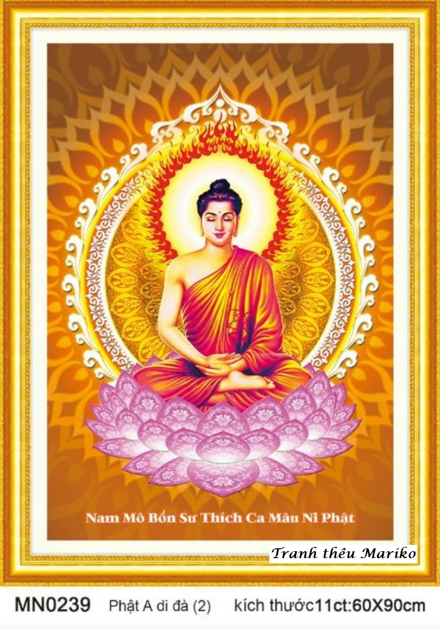 Tranh thêu phật a di đà mn0239 kích thước 60 x 90 cm