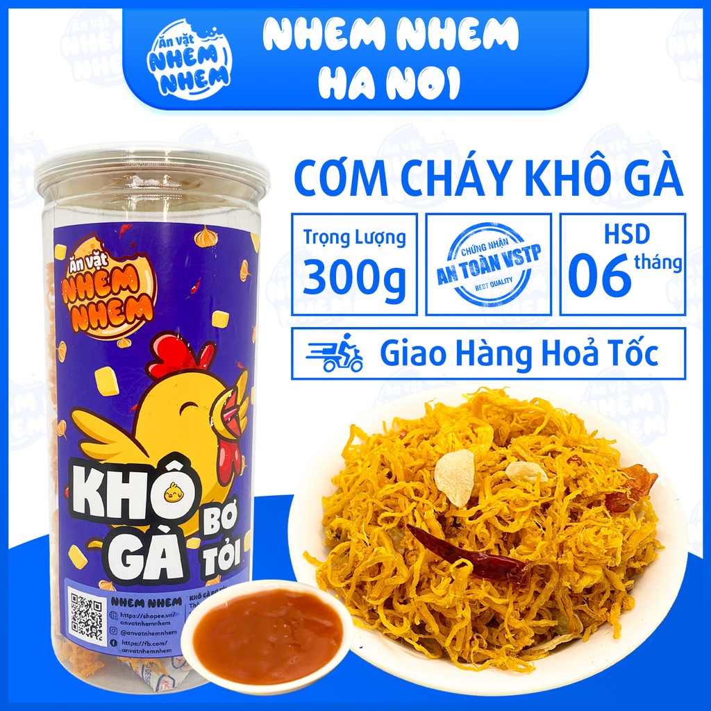 Khô gà bơ tỏi Nhem Nhem 300g Đồ ăn vặt Hà Nội vừa rẻ vừa ngon