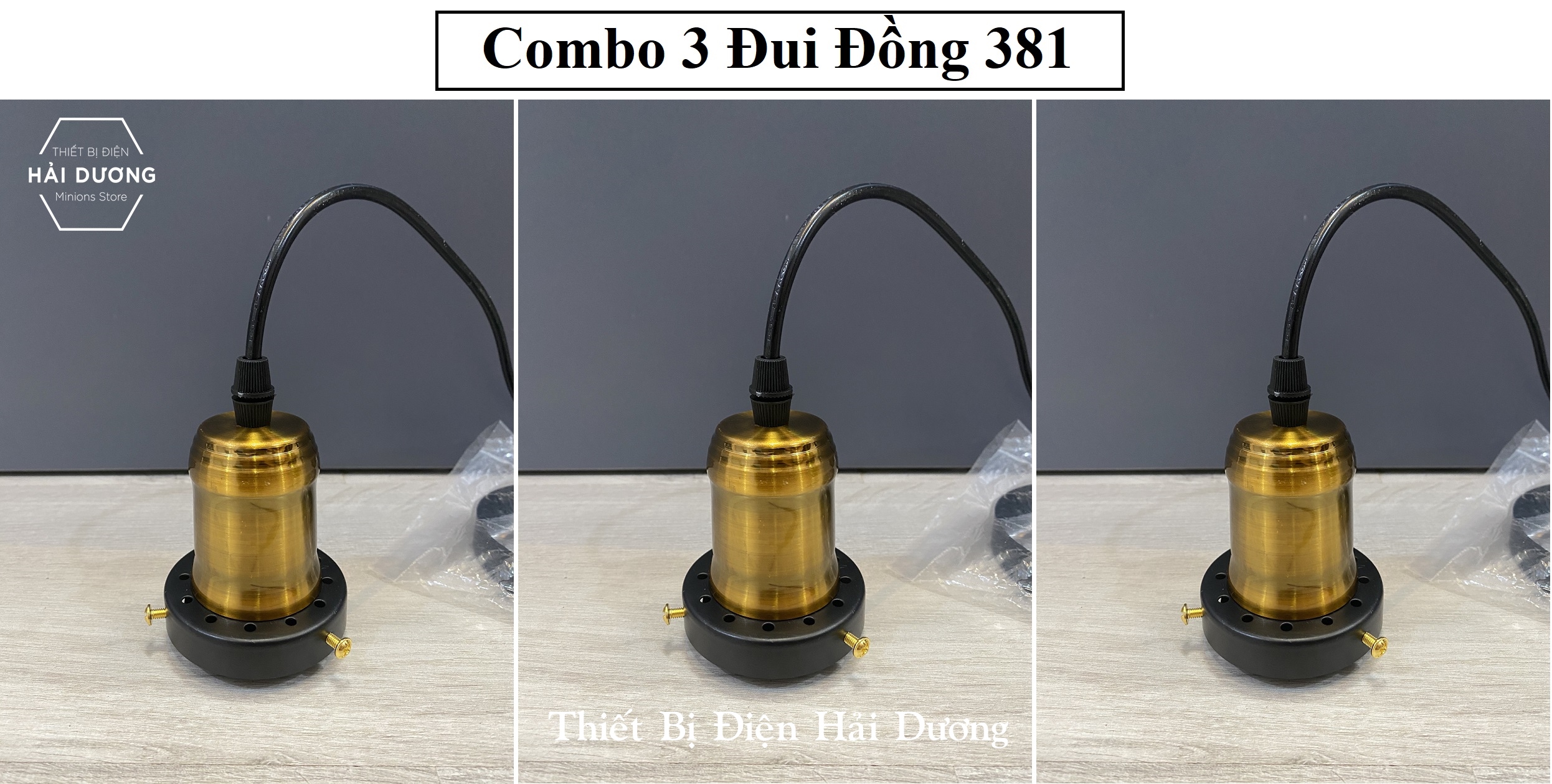 Bộ 3  Đui Đèn Đồng Cao Cấp Thả Trang Trí - Nhiều Màu Sắc - Đui E27 - Dây treo khoảng 1.2m - Chống Rỉ Ô Xi Hoá - Chịu Nhiệt Cao - Chống Cháy Nổ - Chưa Bao Gồm Bóng