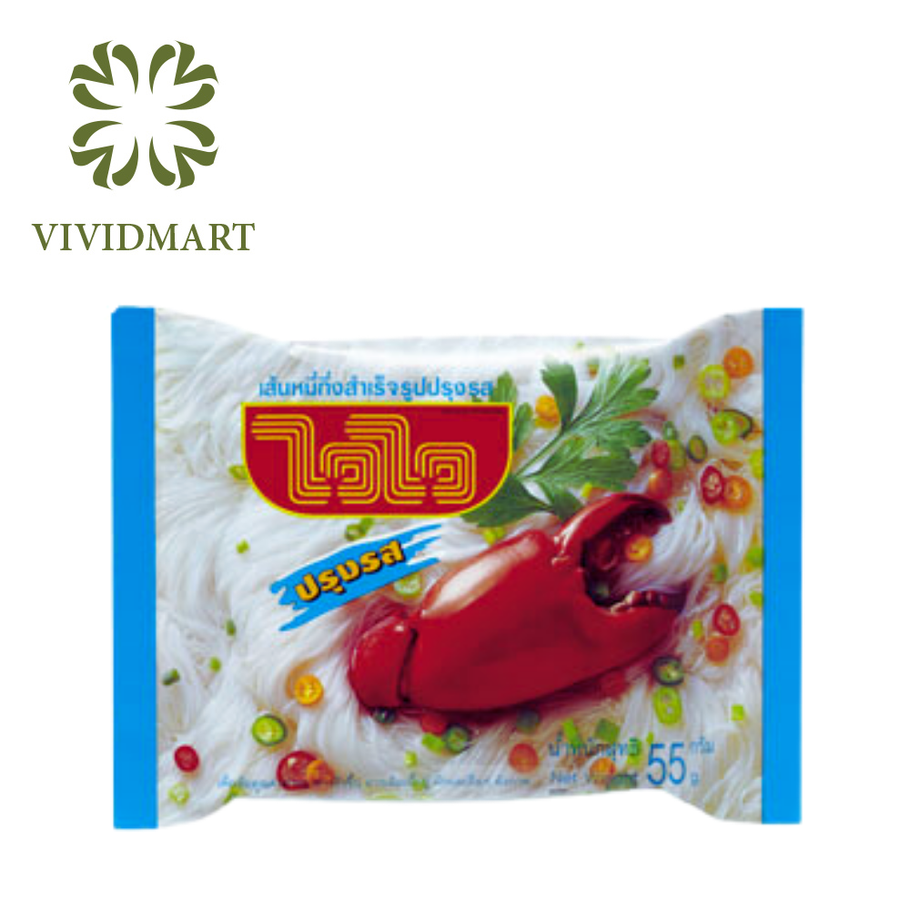 [1 PACKAGE]  - WAI WAI RICE VERMICELLI INSTANT NOODLES 2 FLAVOURS: MINCED PORK AND CRAB  - 55g/pack