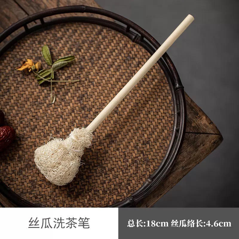 Cây cọ vệ sinh ấm trà, tống trà xơ mướp