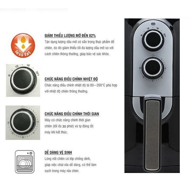 [Trả góp 0%]Nồi chiên không dầu Lock&Lock EJF151 cơ 5.2L 1800W (Giá áp dụng giao tại HN, HCM& các tỉnh liên hệ shop)