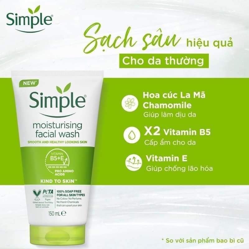 Sữa rửa mặt SIMPLE 150ml - Anh