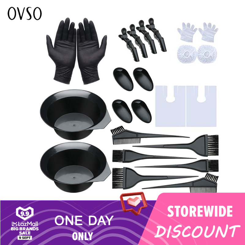 Bộ Dụng Cụ Nhuộm Tóc OVSO 20 Cái Bộ Dụng Cụ Nhuộm Tóc (Bàn Chải, Lược, Bát Nhuộm Tóc, Găng Tay, Earmuffs, Kẹp Tóc, Áo Choàng) tốt nhất