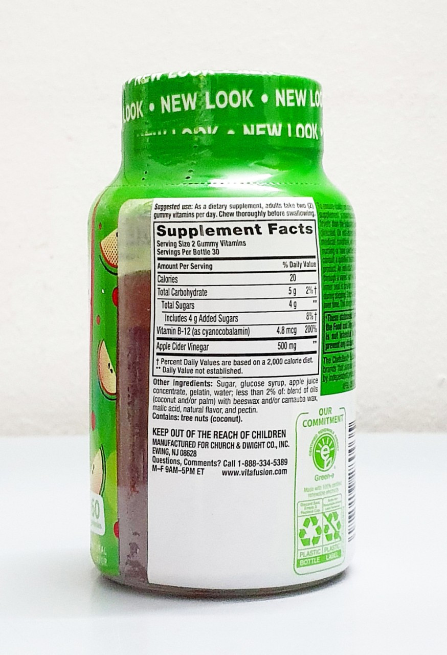 VITAFUSION APPLE CIDER VINEGAR - KẸO GIẤM TÁO HỖ TRỢ GIẢM MỠ  (60 VIÊN)