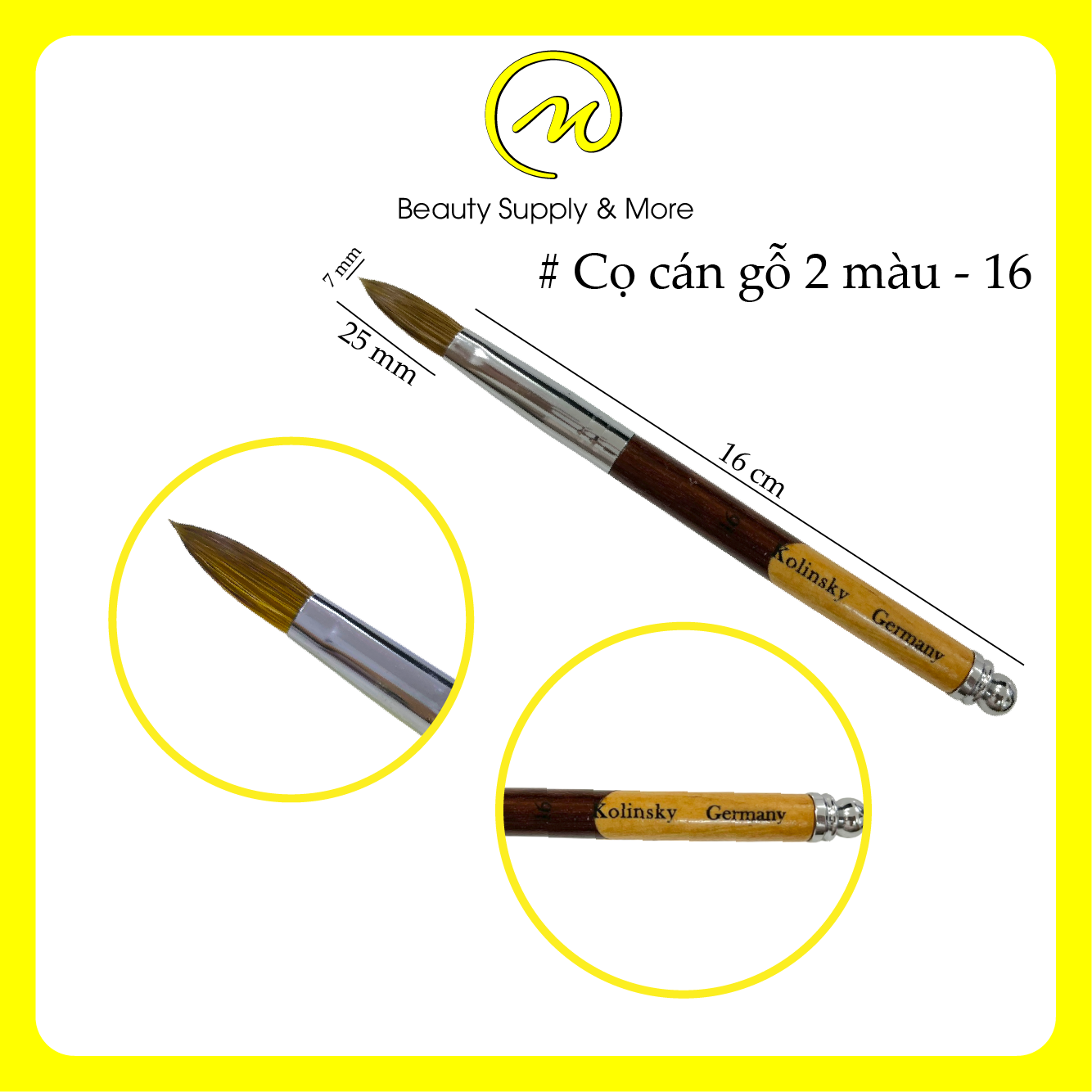 CỌ ĐẮP BỘT 14/16 KOLINSKY GERMANY CÁN GỖ 2 MÀU