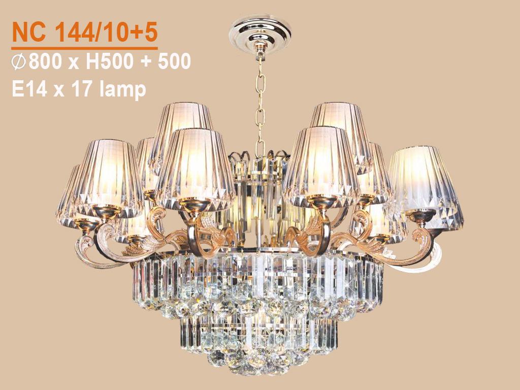 [Trả góp 0%] Đèn chùm nến pha lê cao cấp VKT-NC-144/10+5