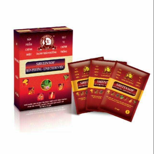 Dầu Gội Đen Tóc Nhuộm Tóc Shitinsof Hán Phương Linh Chi Danh Nhân Đường (Hộp 3 Gói X 15ML)