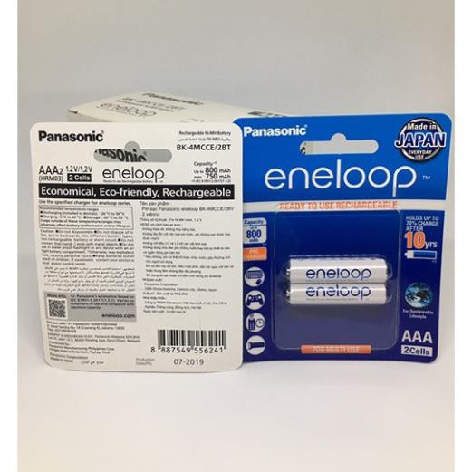 Pin sạc AAA Panasonic Eneloop 800 mAh màu trắng