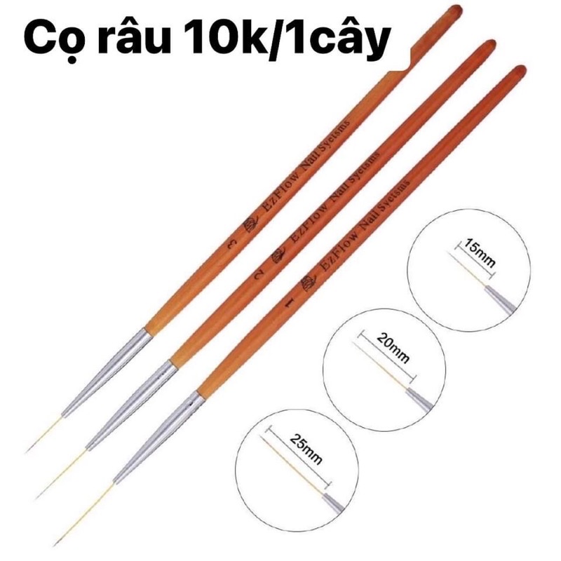 Cọ râu đủ size set 3 cây siêu mảnh vẽ móng