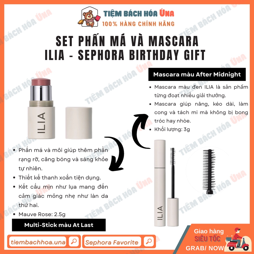 Set Mascara và phấn má ILIA minisize