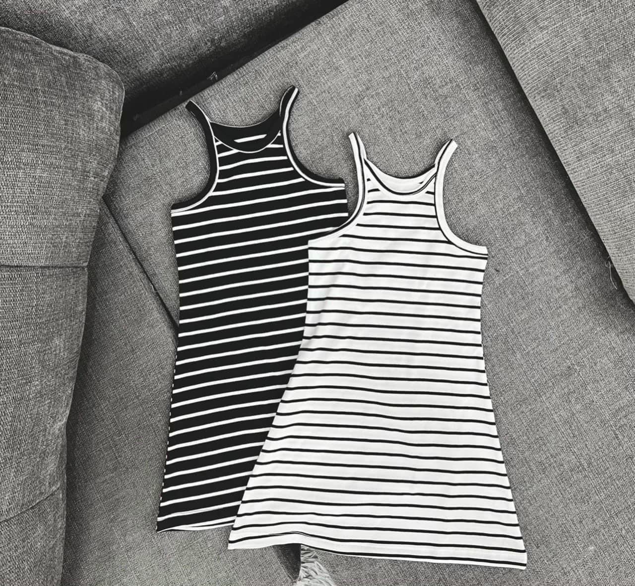 Đầm Body Sọc Xẻ Đùi Cho Bé Chất Thun Co Dãn Thoải Mái Size Từ 9-30kg