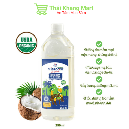 Dầu dừa tinh khiết Vietcoco chai Pet 250ml