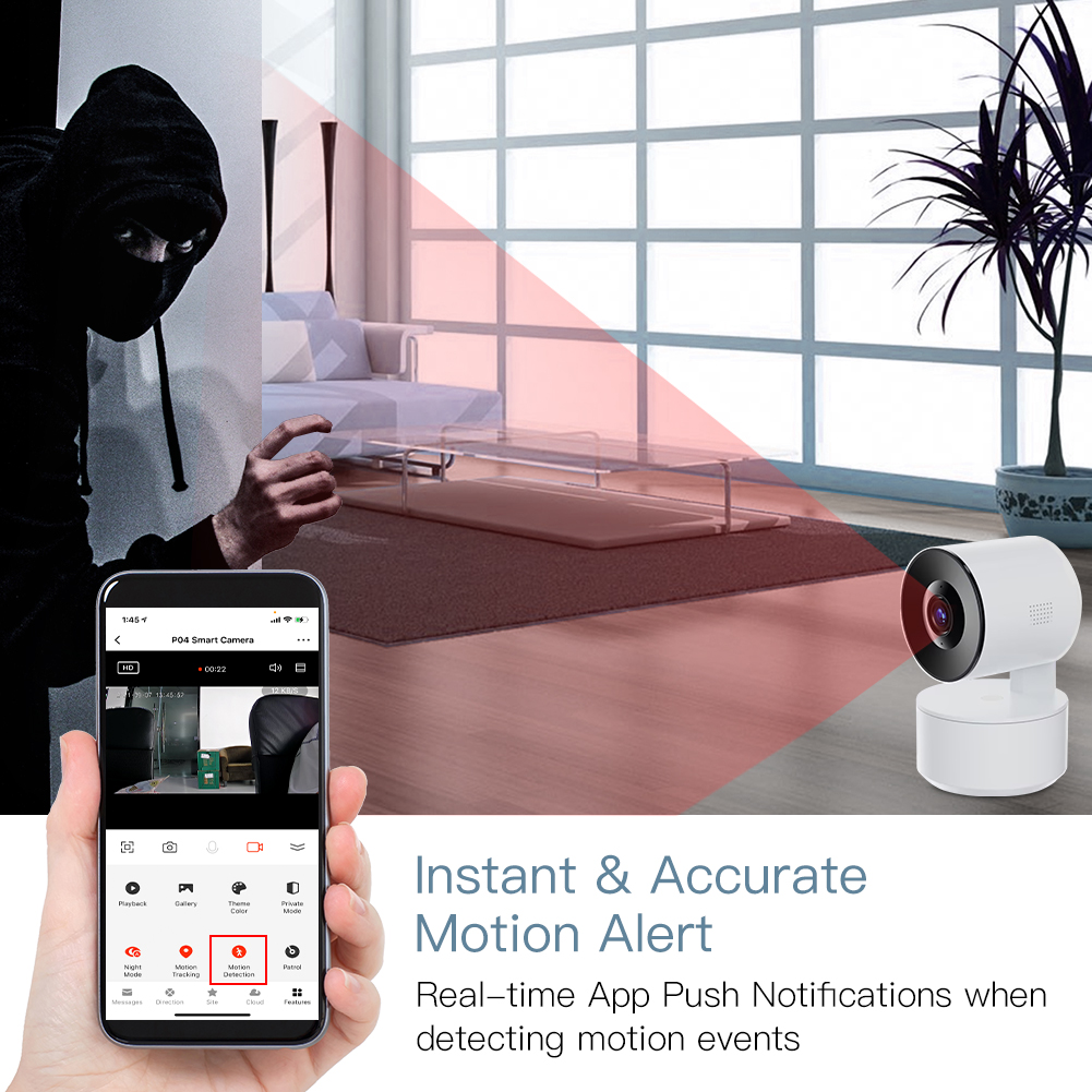 Moes Tuya PTZ WiFi IP Camera Smart Automatic Tracking 1080P Wireless Security Camera AI Human Detection Remote Control