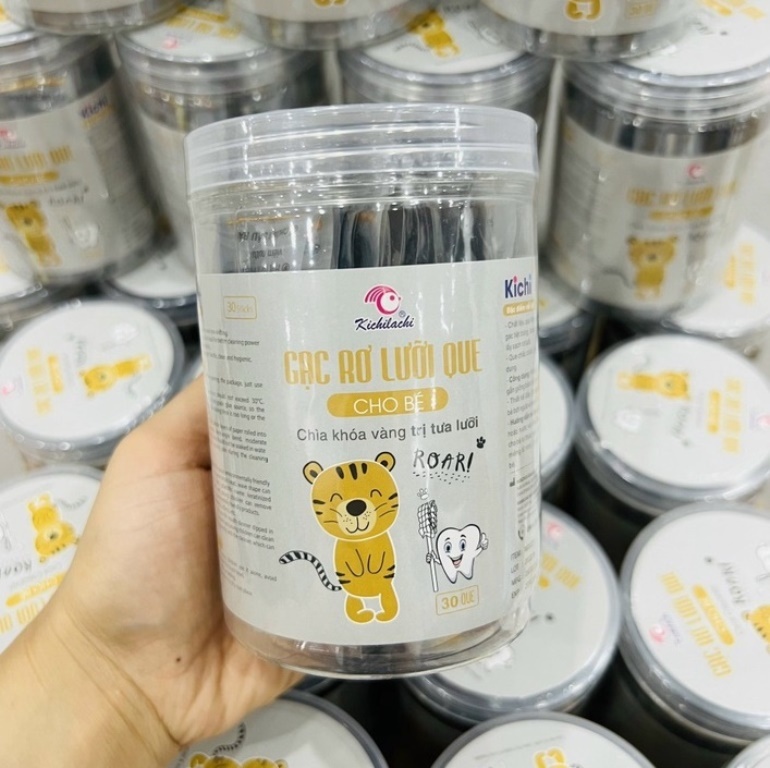 Hộp 30 Que gạc rơ lưỡi , tưa lưỡi Kichilachi Kichi - vệ sinh răng miệng cho bé KC K1520