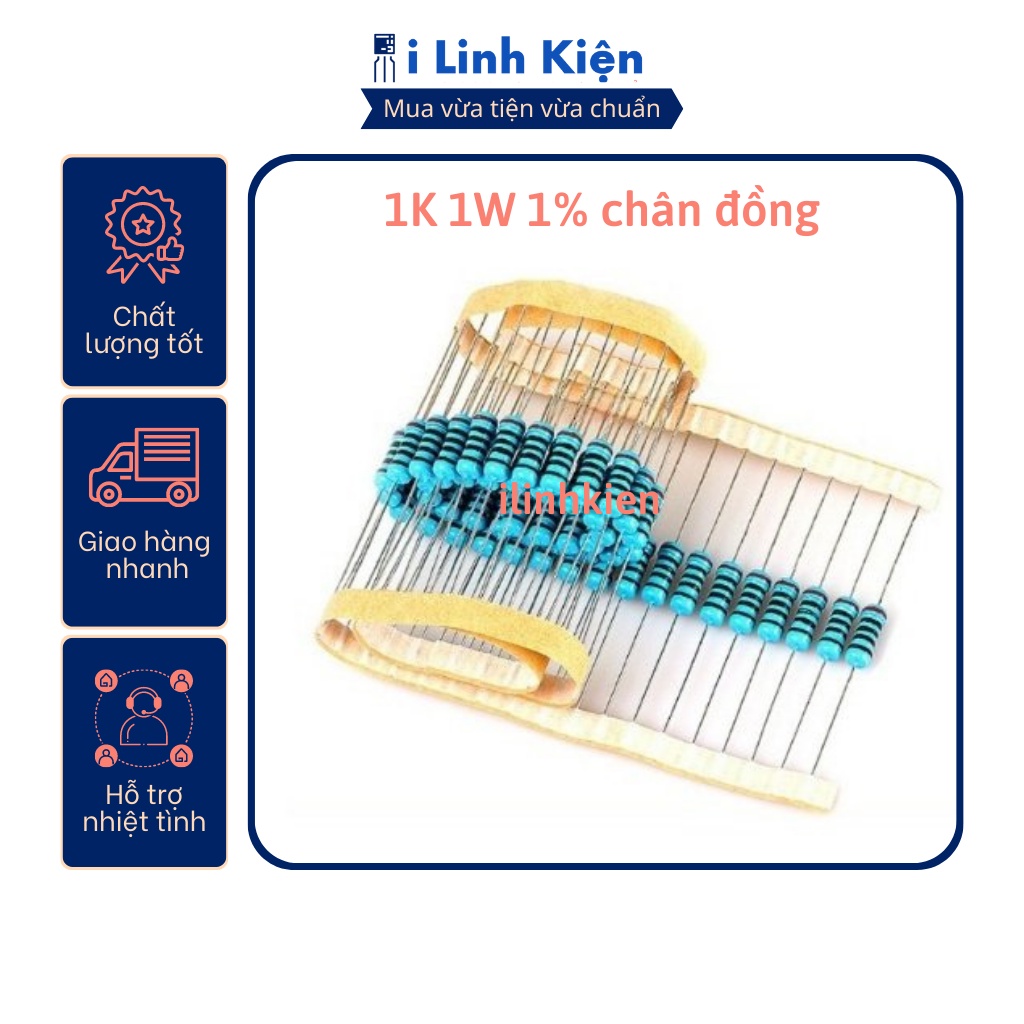 Điện trở vạch 1w 1k 1% chân đồng