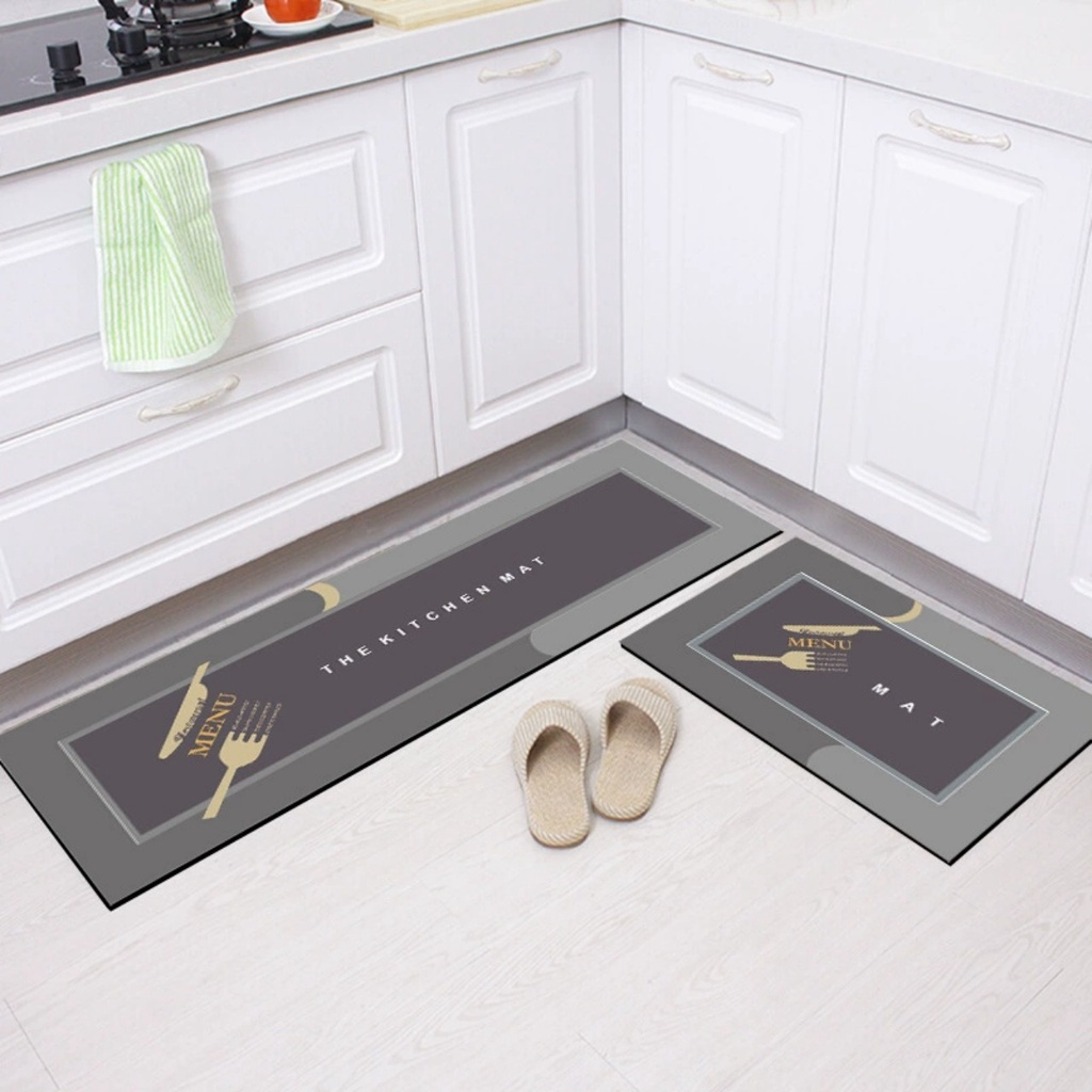 Bộ 2 thảm lau chân nhà bếp silicon chống trượt thảm chùi chân cao cấp dễ dàng vệ sinh