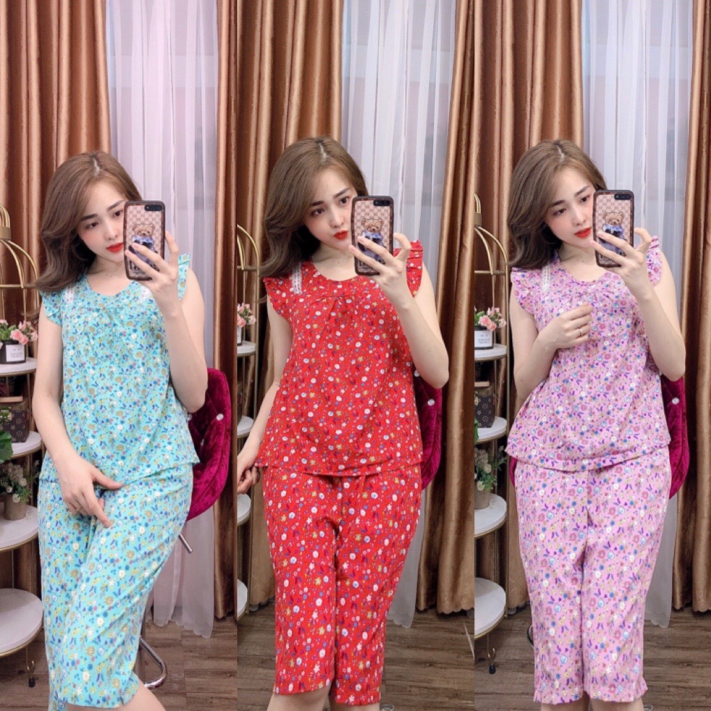 ĐỒ BỘ LỤA LỬNG HỌA TIẾT HOA MỚI NHẤT (ẢNH THẬT) CÓ SIZE 40-75KG - LUA24