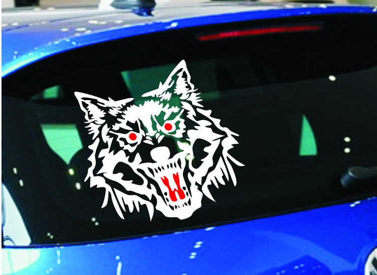 Decal đầu sói trang trí ô tô