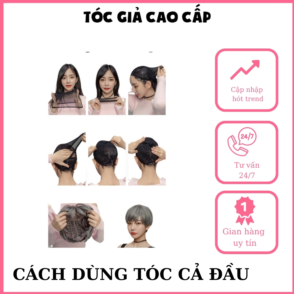Tóc giả màu xám 😍FREESHIP😍 cả đầu 8136