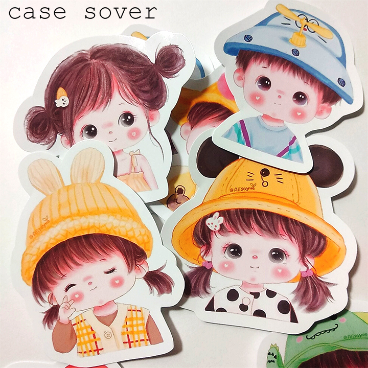 Set 11 Sticker thiết kế chủ đề Bé Chibi Cute - Case Sover