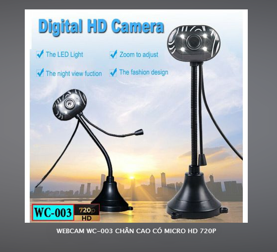 Webcam wc-003 chân cao có micro hd 720p