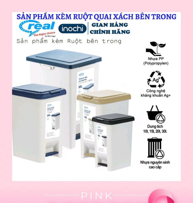 [HCM]Thùng rác đạp kháng khuẩn Hiro inochi Thùng rác văn phòng thùng rác thông minh , Màu Nắp giao ngẫu nhiên hoặc khách NOTE màu
