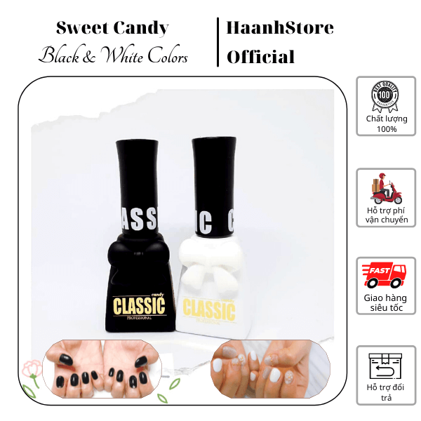 Sweet Candy Combo 2 sản phẩm Sơn gel tông màu Đen & Trắng Hàn quốc, Sơn gel Candy Hàn quốc chính hãng