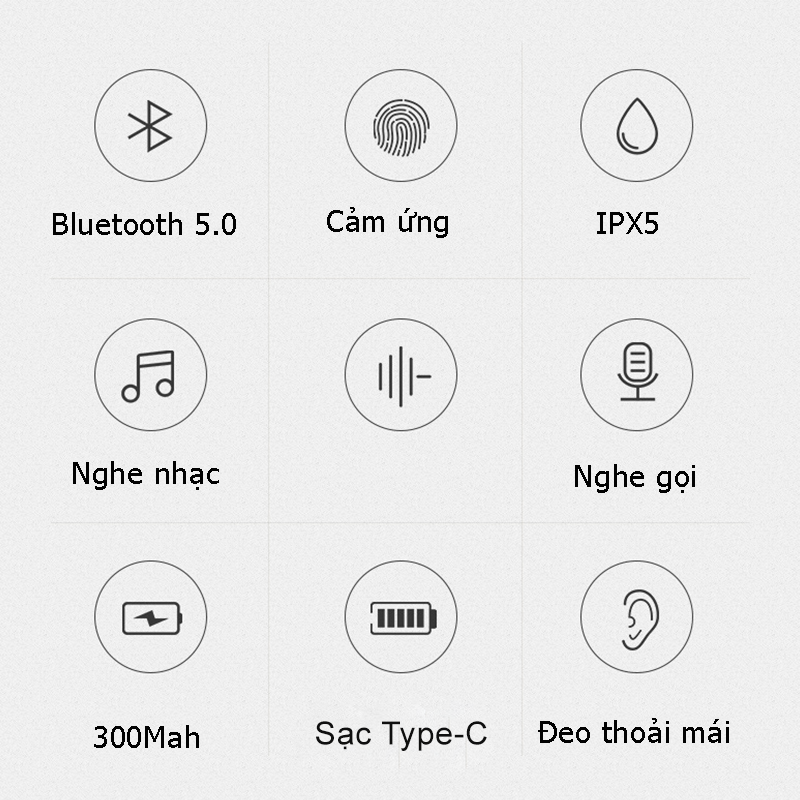 Tai nghe Bluetooth 5.0 không dây Bluetooth chống nước Tai nghe âm thanh nổi TWS Hàng Chính Hãng PKCB