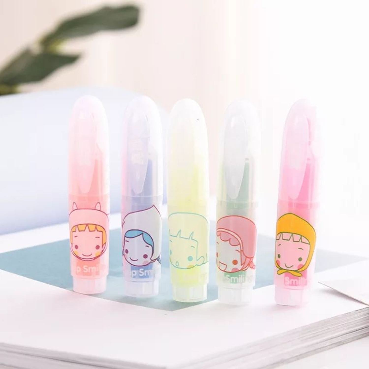 Bút dạ quang hình emoji vỉ 6 cái