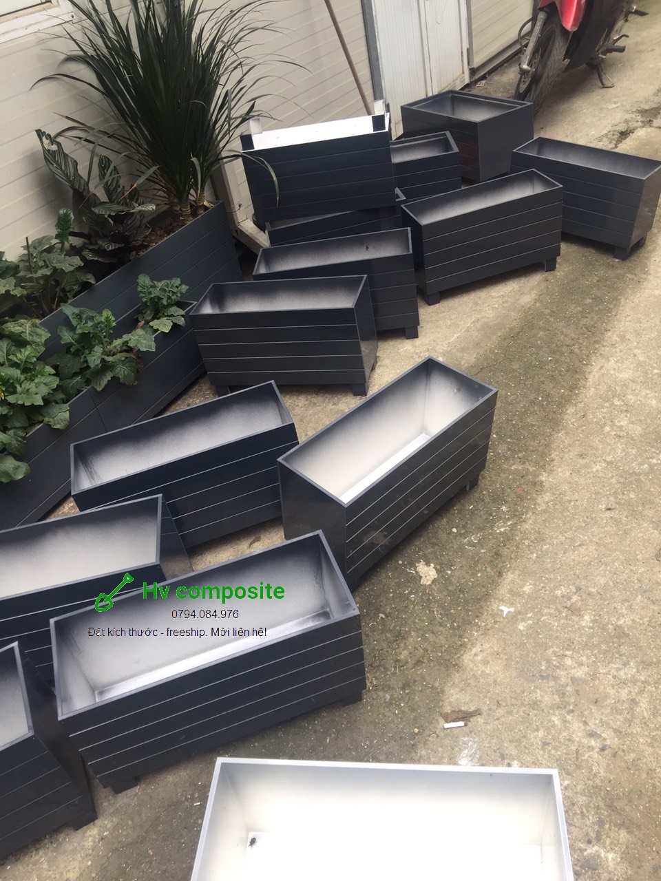 chậu nhựa composite màu ghi (50x20x25)