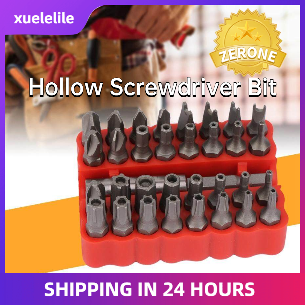 33 in 1 Hollow Screwdriver Bit Kit Hex Hollow Bit Set Cross Star Screw Bits Extension Rod