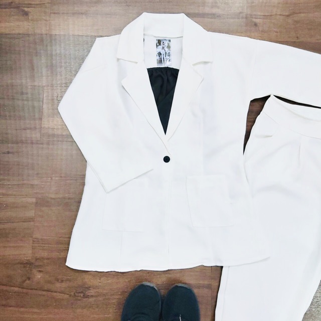 [HCM]SÉT VEST NỮ - SÉT VEST 3 MÓN TAY LỠ ĐEN TRẮNG