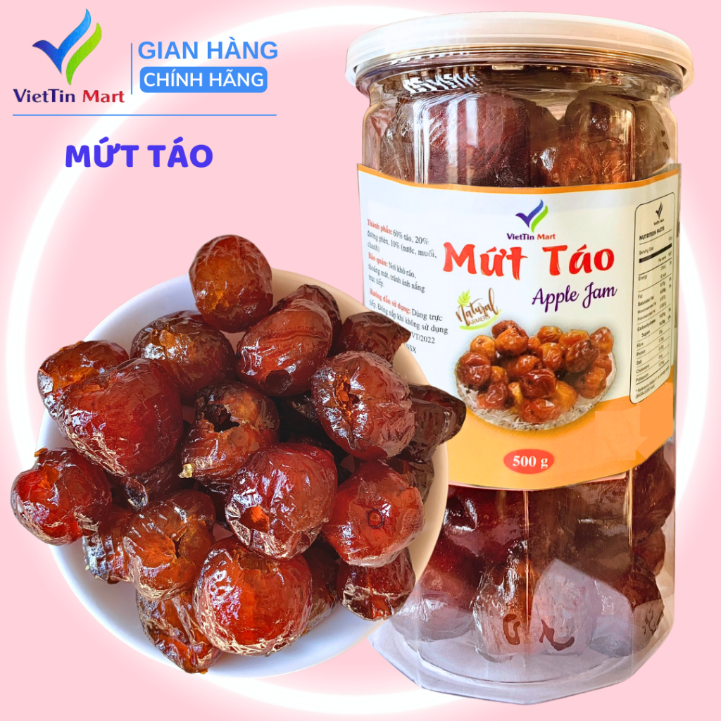 500g Mứt táo sấy dẻo Viettin Mart