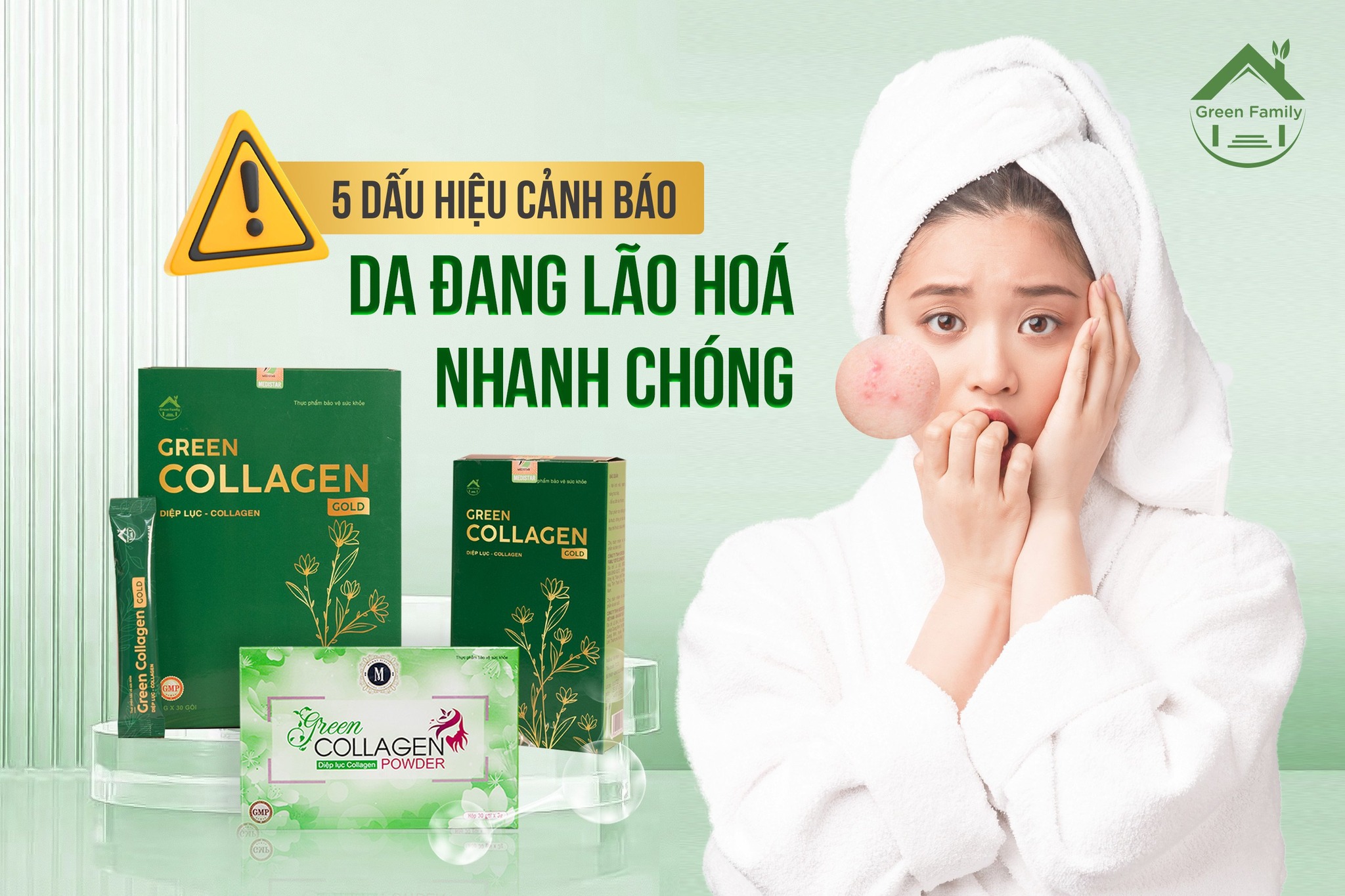 Diệp Lục Collagen & Collagen Gold (Hộp 30 Gói Chính Hãng - Đầy Đủ Tem Mã Đại Lý + Nguyên Seal)