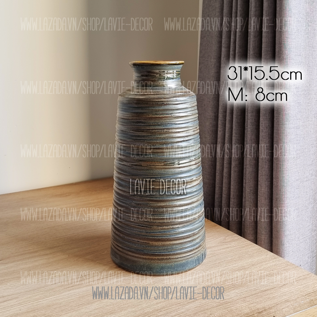 Lọ hoa gốm sứ men hỏa biến ánh bạc Bát Tràng