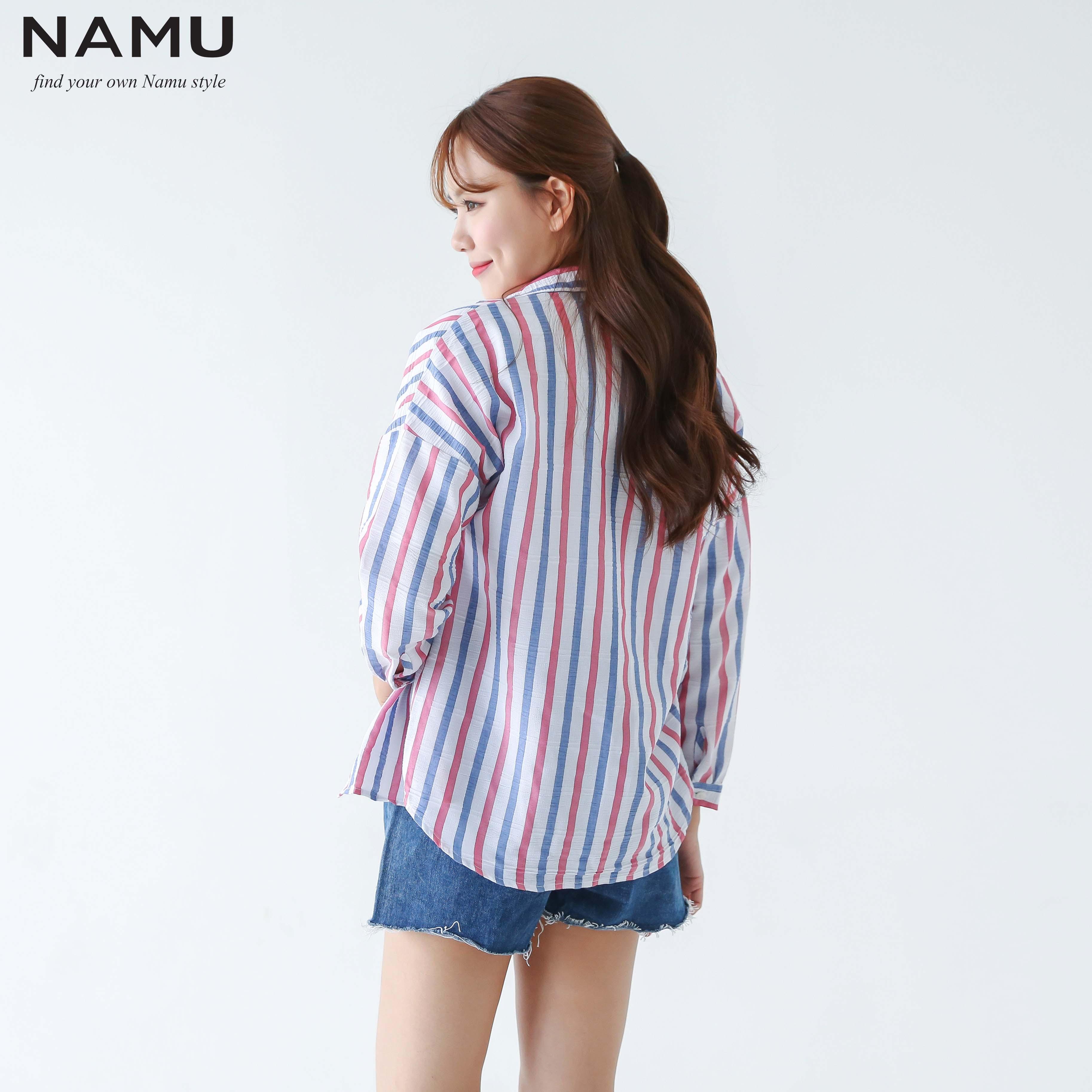 Áo sơ mi sọc dọc oversize hiệu NAMU 908021079