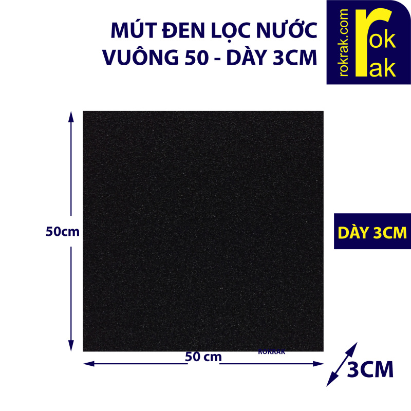Mút đen lọc nước hồ cá khổ lớn vuông 50 dày 3cm