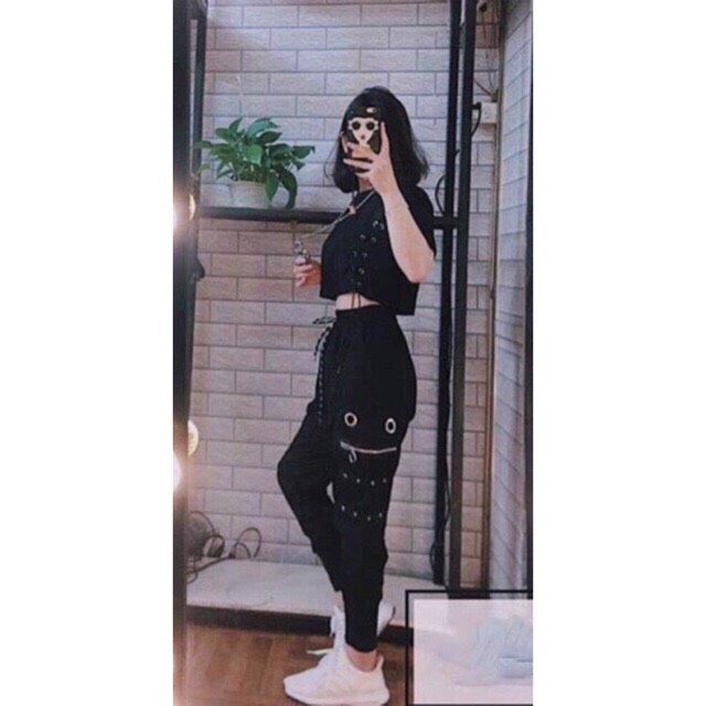 [F⚡️ASH SALES] Sét áo croptop oze sườn kèm quần nắp túi oze
