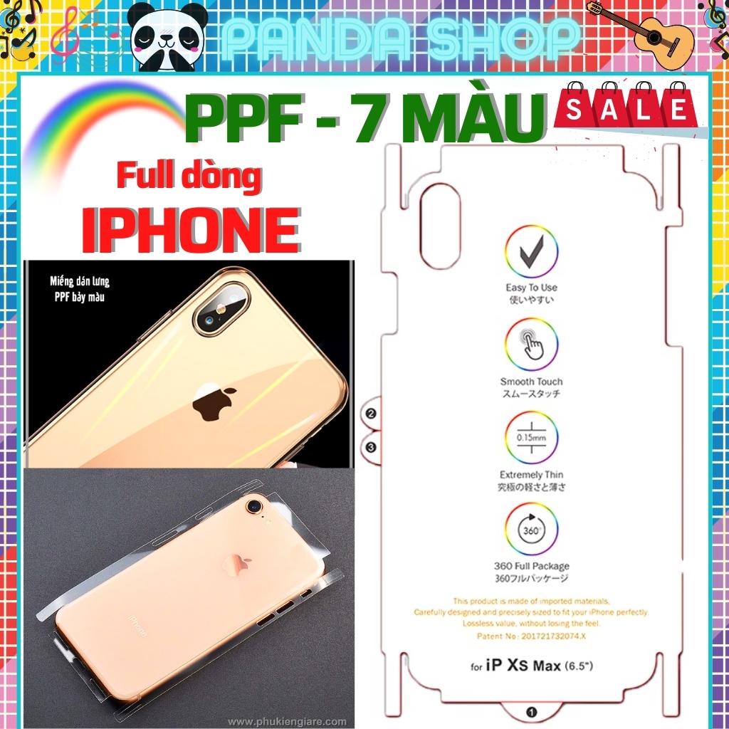 Miếng dán ppf iphone 15 pro max 11 pro max 12 pro max 13 pro max 14 pro max 14 plus x xs max xr 7 plus 8 plus, Mặt lưng cầu vòng 7 màu cao cấp