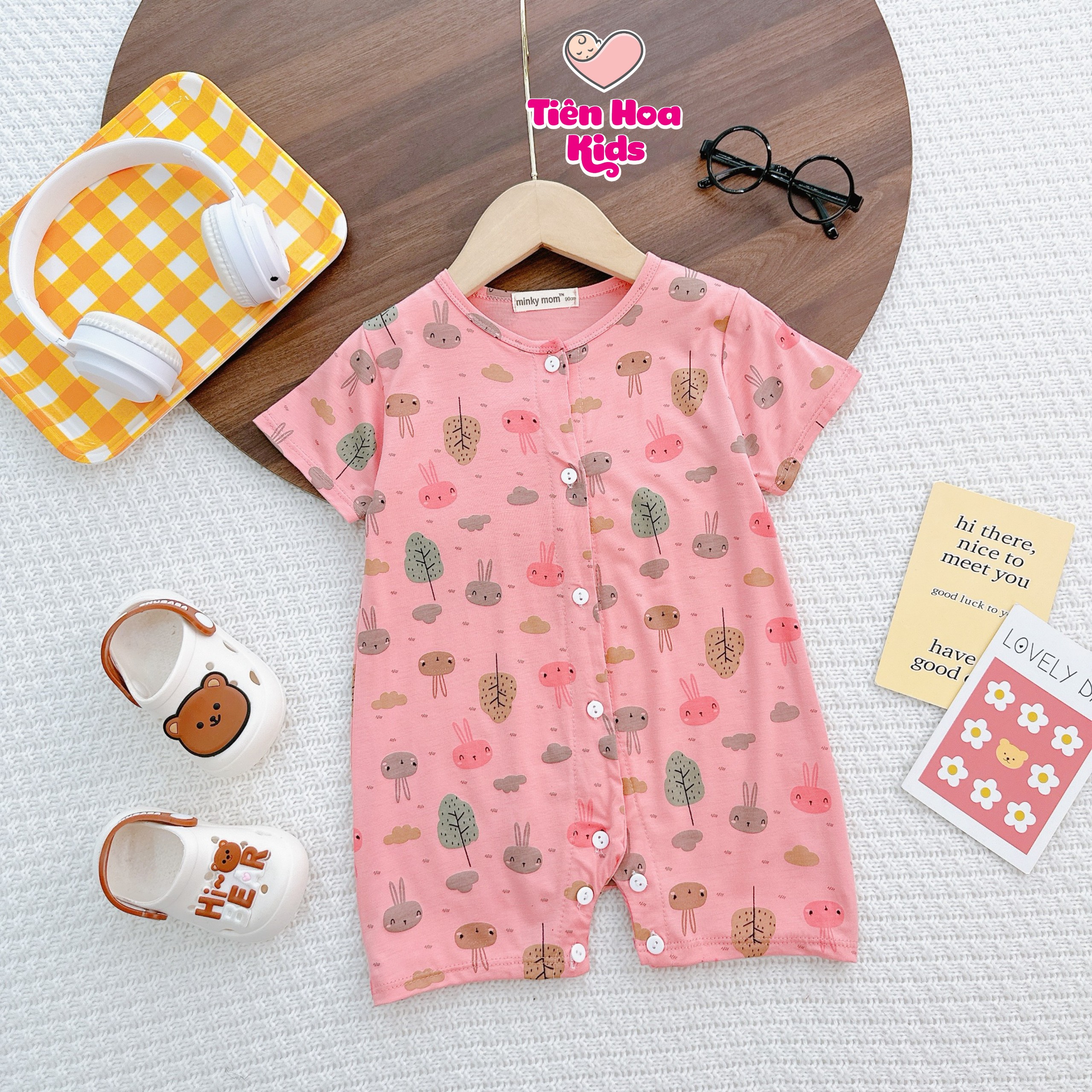 Bodysuit, Body đùi cài giữa thun lạnh Minky Mom mềm mịn mát cho bé trai bé gái từ 7-15kg