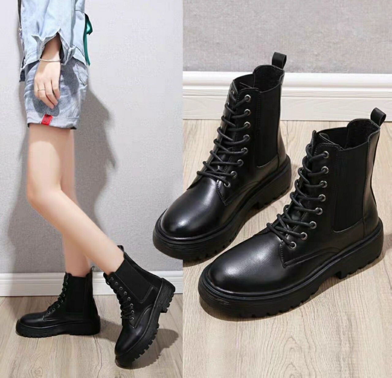 [ Kèm Ảnh Thật ] Bốt nữ cổ cao da bóng hàng QC cao cấp, Bốt nữ thời trang