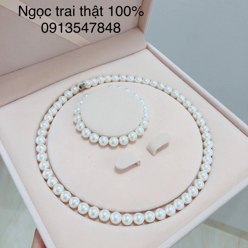 BỘ DÂY CHUYỀN VÀ VÒNG TAY NGỌC TRAI TRẮNG