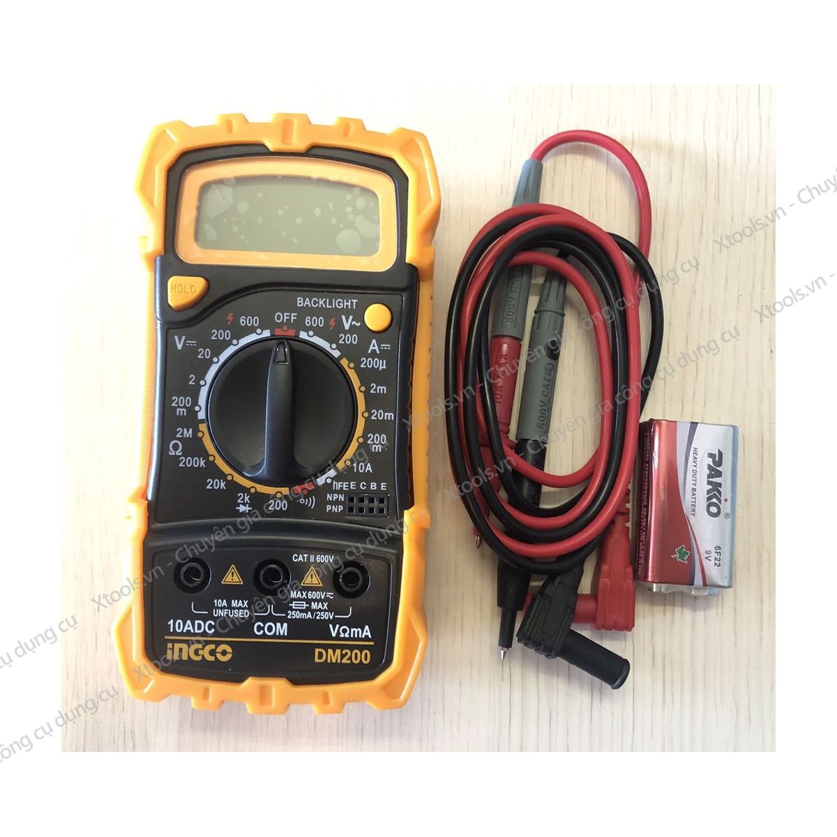 Đồng hồ đo điện vạn năng INGCO DM200 Đồng hồ đa năng Màn hình LCD 1999 số đếm. có đèn nền XTOOLs
