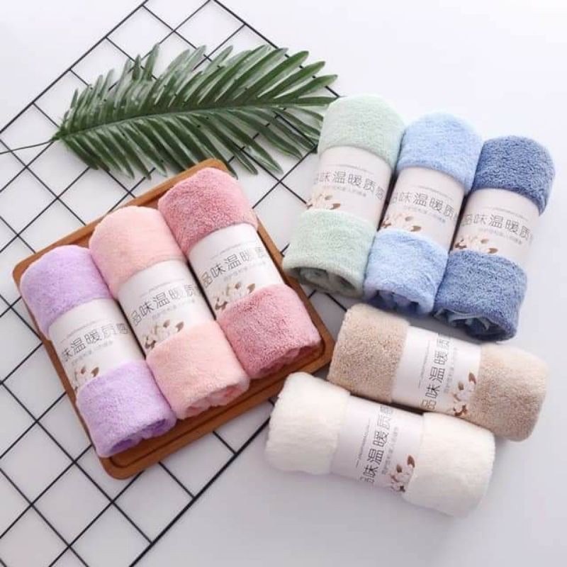 Khăn Mặt Lông Cừu Xuất Hàn Vân Kẻ Sọc 00869