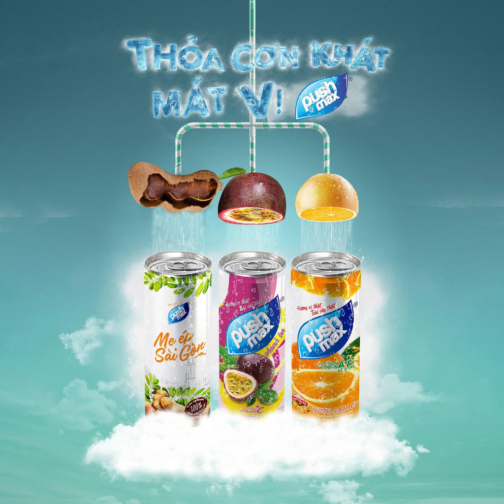 Thùng 24 chai Nước Trái Cây Chanh leo Pushmax (350ml x 24 Chai)