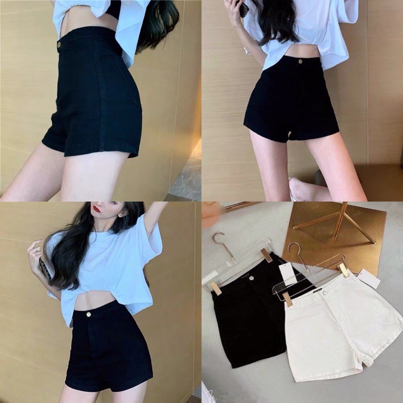 Quần Shorts Cạp Cao Vải Umi Hàn Dáng Ôm